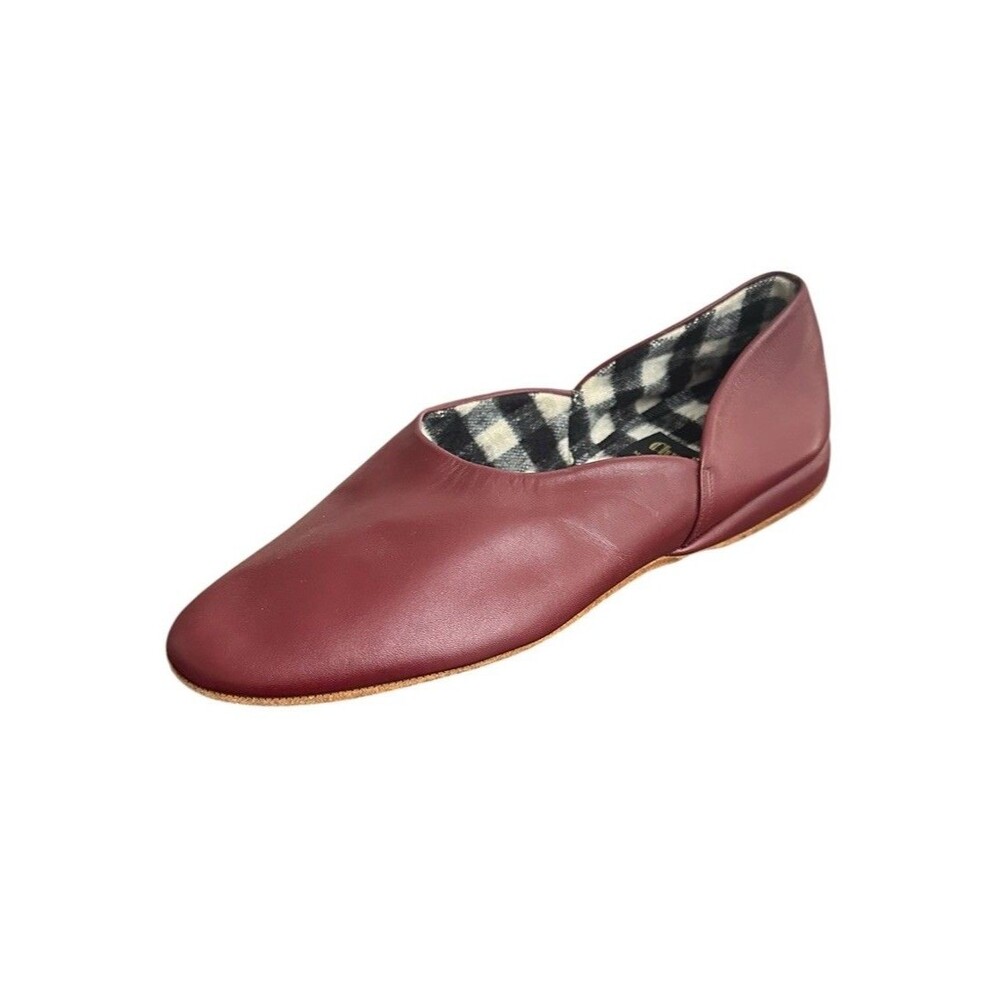Church's Burgundy Leather Slip On Flat House Slipper Sz 10.5 LEFT SHOE ONLY